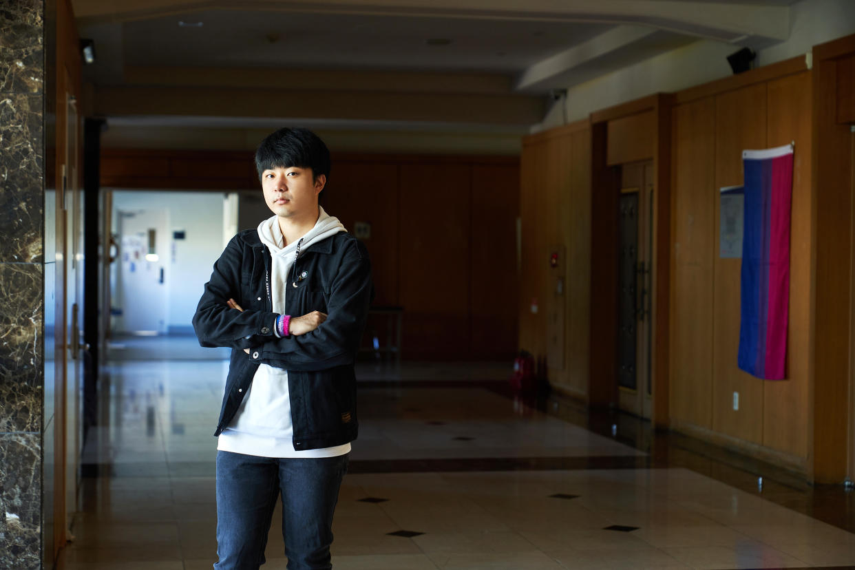 YoonDuck Kim is a bisexual graduate student at Yonsei University and last year’s president of the school’s queer students club. “We’re feeling furious,” he said. (Courtesy Lim Beom-sik)