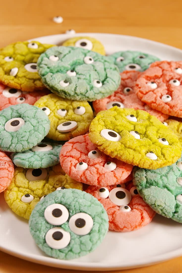 <p>A hit for kids and adults alike, these not-so-scary monster cookies are soft and so cute. </p><p><em><a href="https://www.delish.com/cooking/recipe-ideas/recipes/a54348/monster-cookies-recipe/" rel="nofollow noopener" target="_blank" data-ylk="slk:Get the recipe from Delish »;elm:context_link;itc:0;sec:content-canvas" class="link ">Get the recipe from Delish »</a></em><br></p>