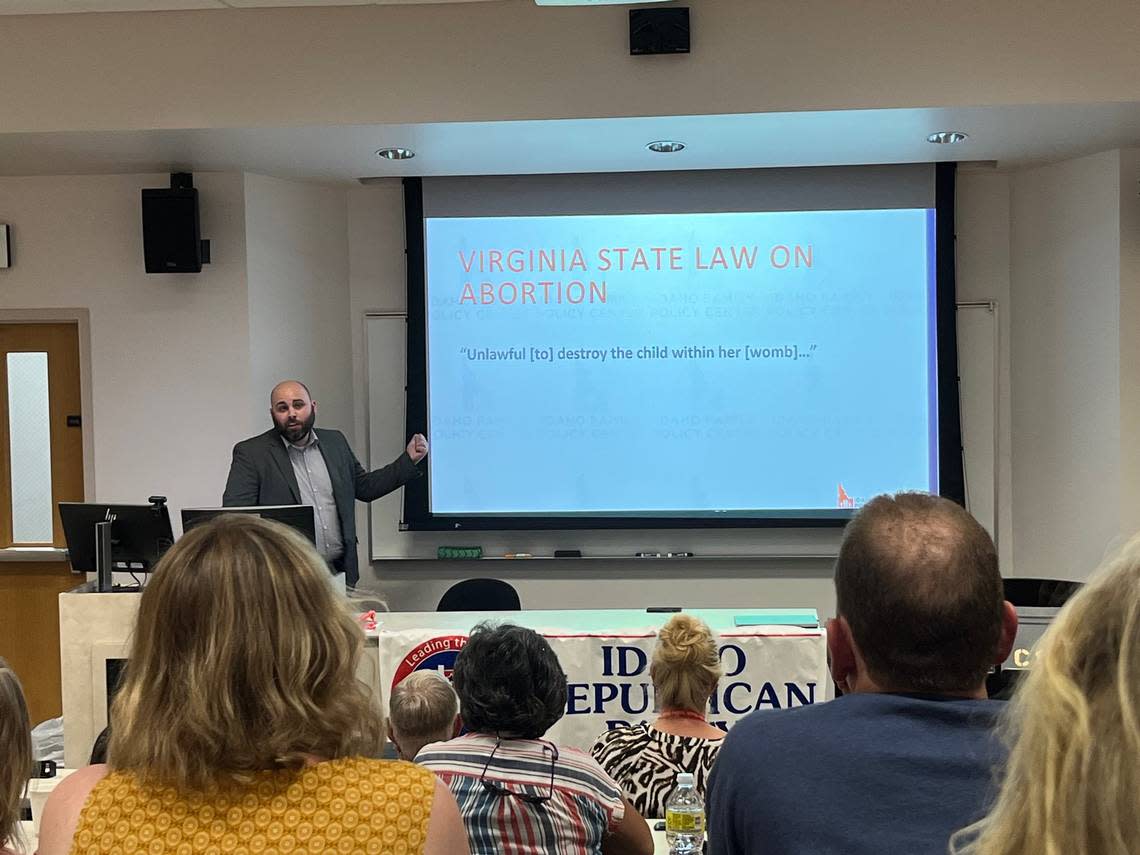 Idaho Family Policy Center President Blaine Conzatti speaks at the Idaho Republican Party Convention.