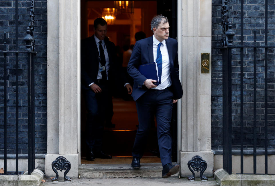 Britain's Secretary of State for Northern Ireland Julian Smith is seen outside 10 Downing Street London, Britain, January 21, 2020. REUTERS/Henry Nicholls