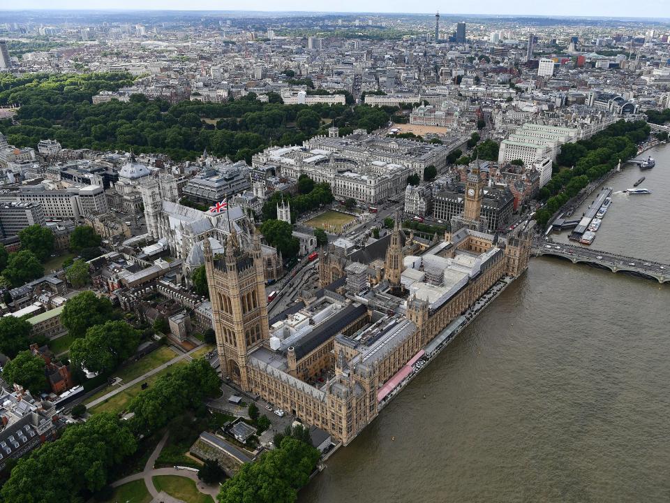 An aerial view of the Houses of Parliament and the Palace of Westminster: Getty Images