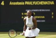 Britain Tennis - Wimbledon - All England Lawn Tennis & Croquet Club, Wimbledon, England - 5/7/16 USA's Serena Williams celebrates during her match against Russia's Anastasia Pavlyuchenkova REUTERS/Toby Melville