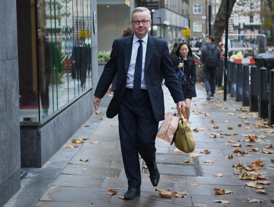 Environment Secretary Michael Gove arrives at his office in Westminster today (PA)