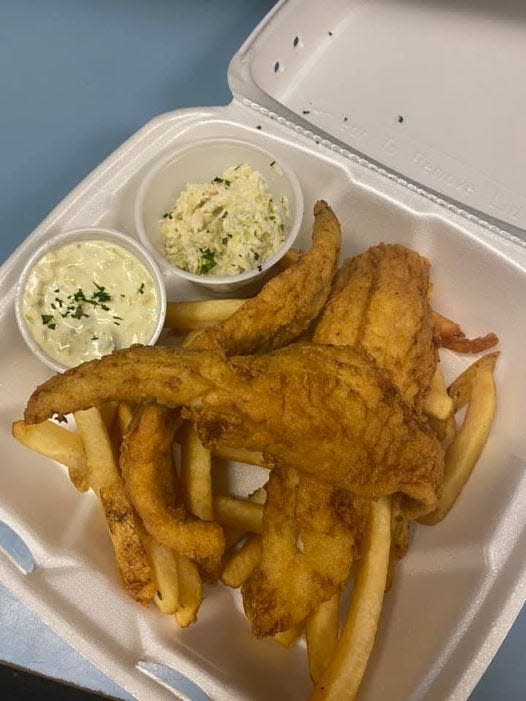 Enjoy the fish and chips at Matt's Blackboard Restaurant and Catering.