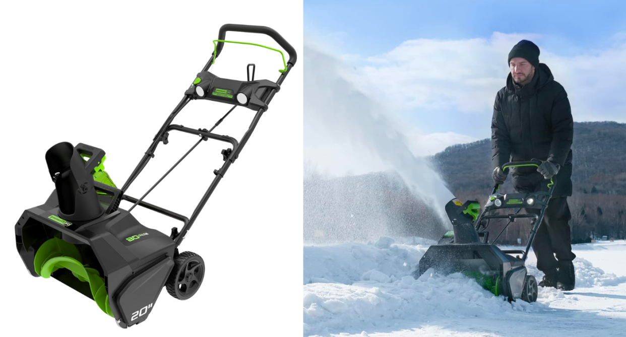 Save big on the Greenworks PRO 20-Inch 80V Cordless Snow Thrower ahead of Boxing Day. Photos via Amazon.