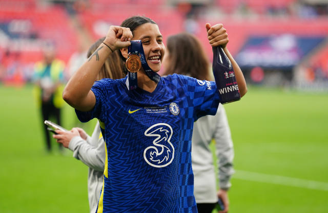 Kerr with her winner&#x002019;s medal after last season&#39;s FA Cup final (Mike Egerton/PA)