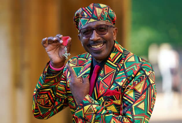 Derrick Evans, otherwise known as Mr Motivator, accepting his MBE (Photo: STEVE PARSONS via Getty Images)