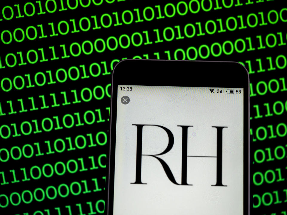 KIEV, UKRAINE - 2019/02/08:  In this photo illustration, the Restoration Hardware Company logo seen displayed on a smartphone. (Photo Illustration by Igor Golovniov/SOPA Images/LightRocket via Getty Images)