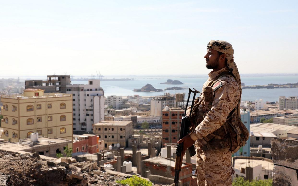 A militiaman of the separatist Southern Transitional Council patrols a street in the southern port city of Aden - NAJEEB ALMAHBOOBI/EPA-EFE/Shutterstock /Shutterstock