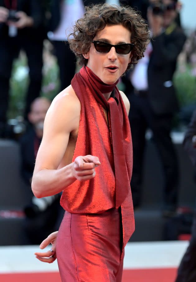 Chalamet mugs for the camera at the 2022 Venice Film Festival on Friday, Sept. 2. (Photo: picture alliance via Getty Images)