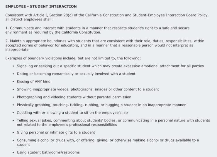 Examples of inappropriate behavior