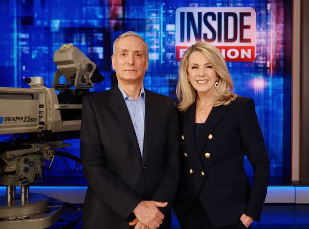 Deborah Norville (right) poses on set with 