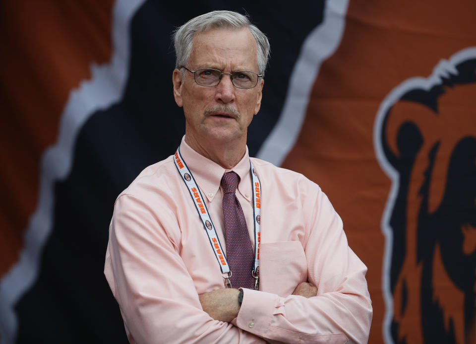 CHICAGO, IL - SEPTEMBER 30:  Chariman George McCaskey of the Chicago Bears watches a game against the Tampa Bay Buccaneers from the tunnel
at Soldier Field on September 30, 2018 in Chicago, Illinois. The Bears defeated the Buccaneers 48-10. (Photo by Jonathan Daniel/Getty Images)