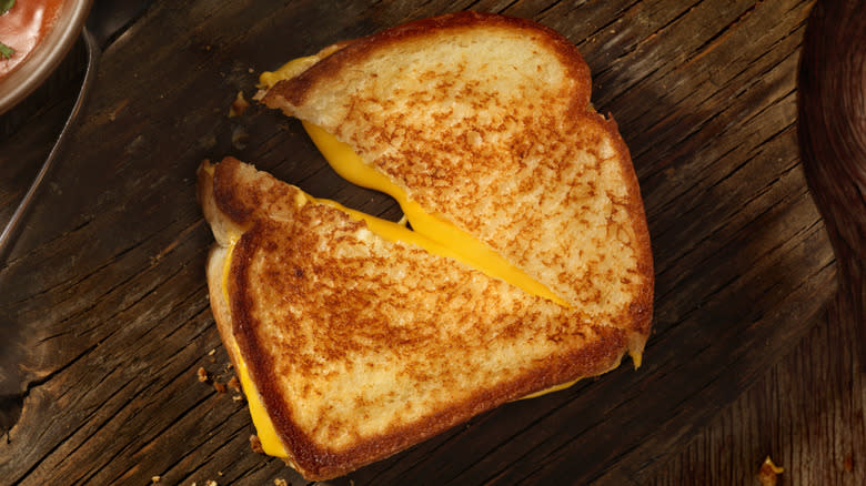 Top down grilled cheese sandwich