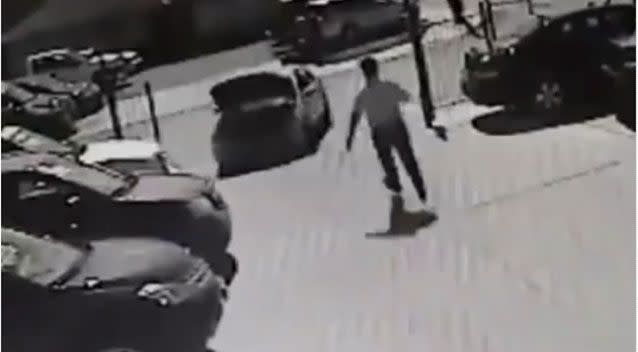 A salesman relentlessly pursues a thief who drives off with a car. Picture: YouTube