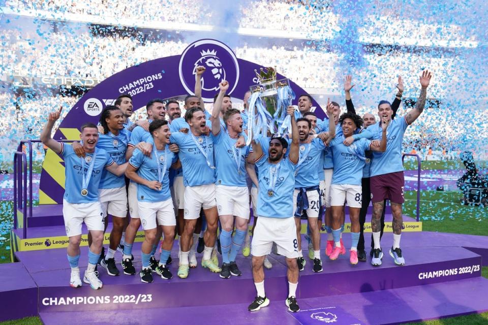 Manchester City celebrated another Premier League title at the weekend (Martin Rickett/PA) (PA Wire)