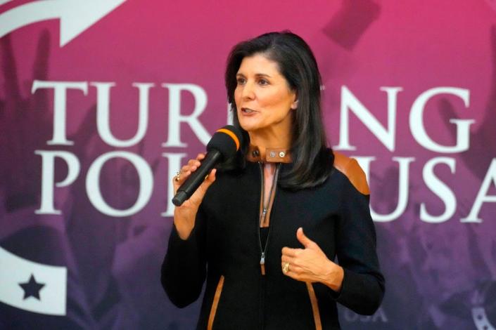 Former U.N. Ambassador and former South Carolina Gov. Nikki Haley speaks during an event sponsored by Turning Point USA at Clemson University, on Nov. 29, 2022, in Clemson, S.C.