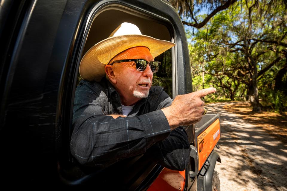 Reggie Baxter, co-owner of Creek Legacy Ranch in the Lake Hatchineha area, guides a recent tour at the property. Baxter and his partner, Bob Adams, sold the 1,342-acre property to the state through the Florida Forever conservation program.