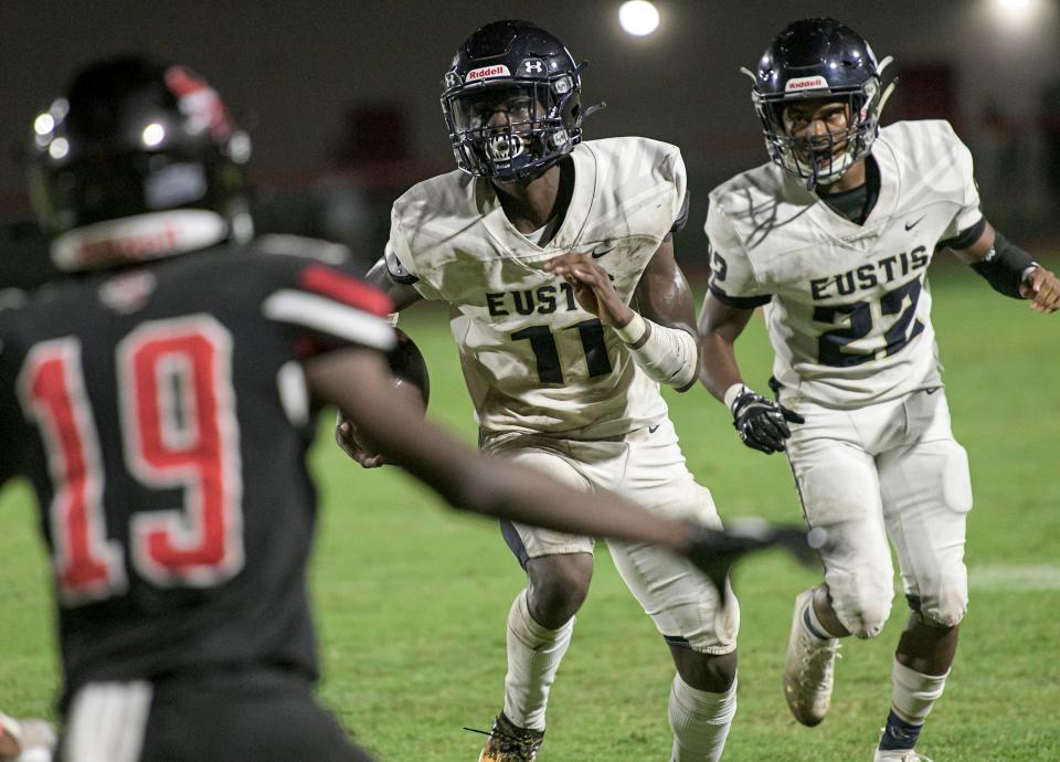 Eustis’ Tyree Patterson (11) runs with the ball during a 2021 game against South Sumter at Inman Sherman Field in Bushnell. [PAUL RYAN / CORRESPONDENT]