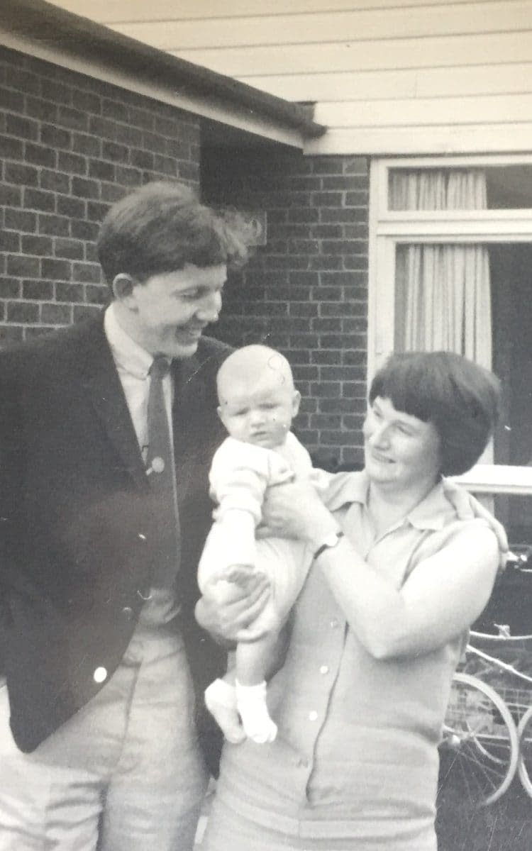 Mark Ravenhill as a baby with his mother Angela and father Ted. His parents are played by Pam Ferris and Toby Jones in Angela - Mark Ravenhill