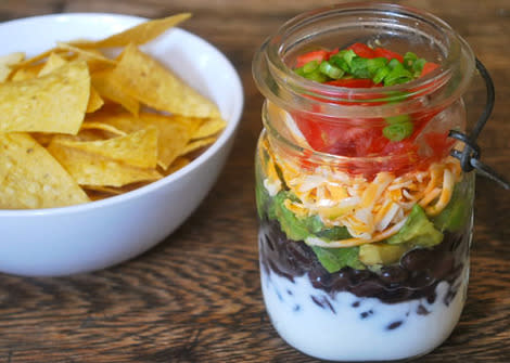 Layered Dip in Mason Jar 