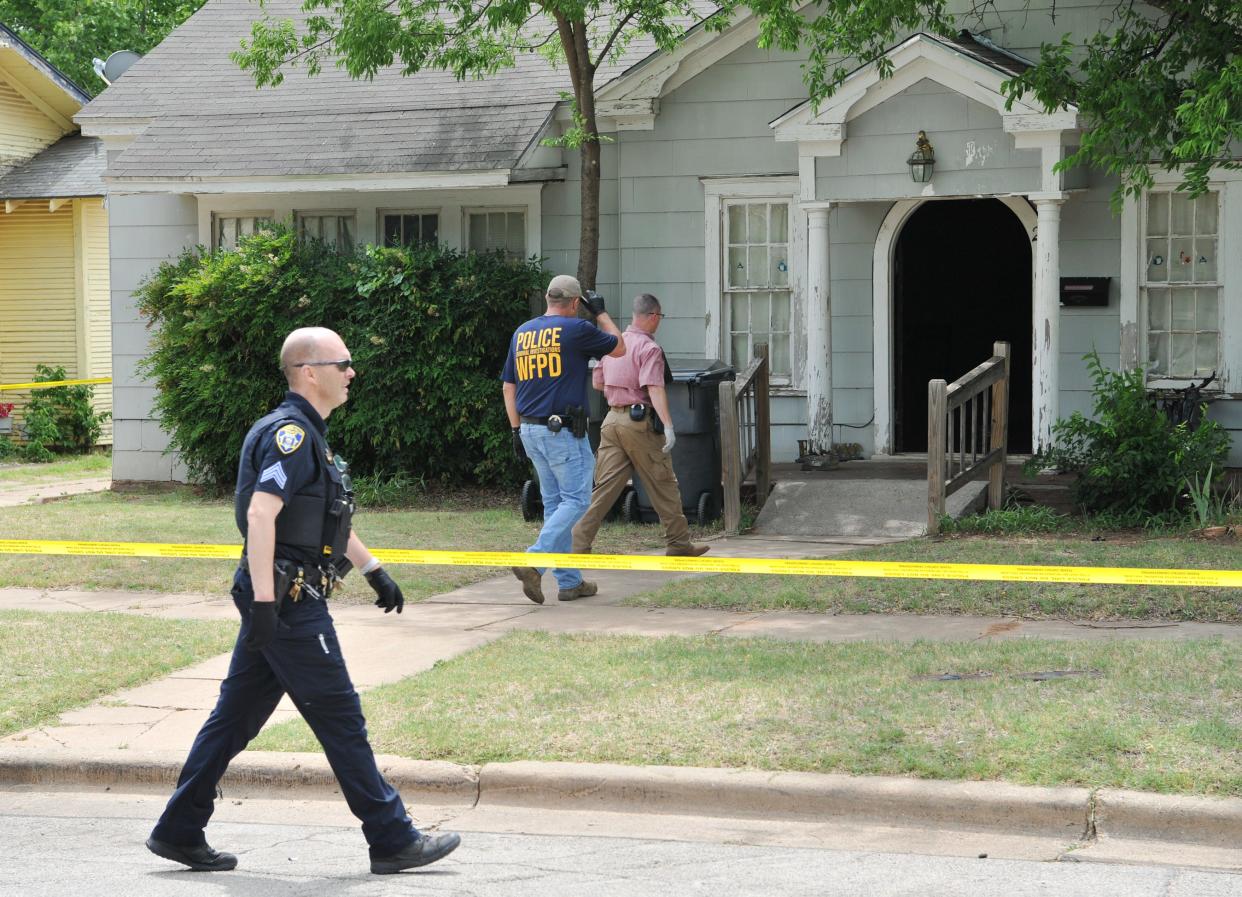 Wichita Falls police investigated the scene of a homicide on Brown Street as shown in this May 21 file photo.