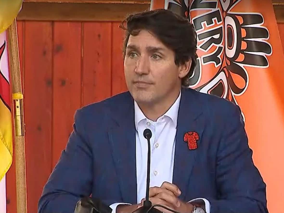 Prime Minister Justin Trudeau, speaking Monday in B.C., said Roman Catholic officials must do more to honour their commitments to residential school survivors. (CBC News - image credit)