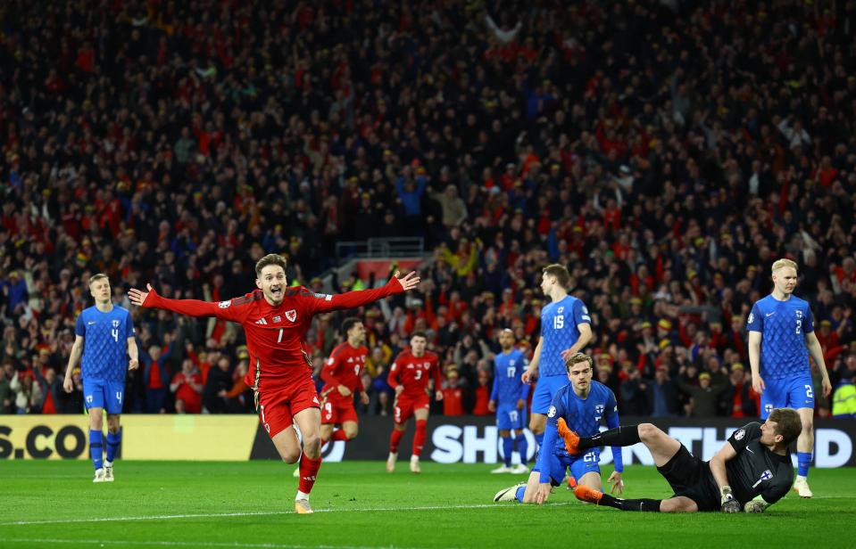 David Brooks celebrates after scoring for Wales (Action Images via Reuters)