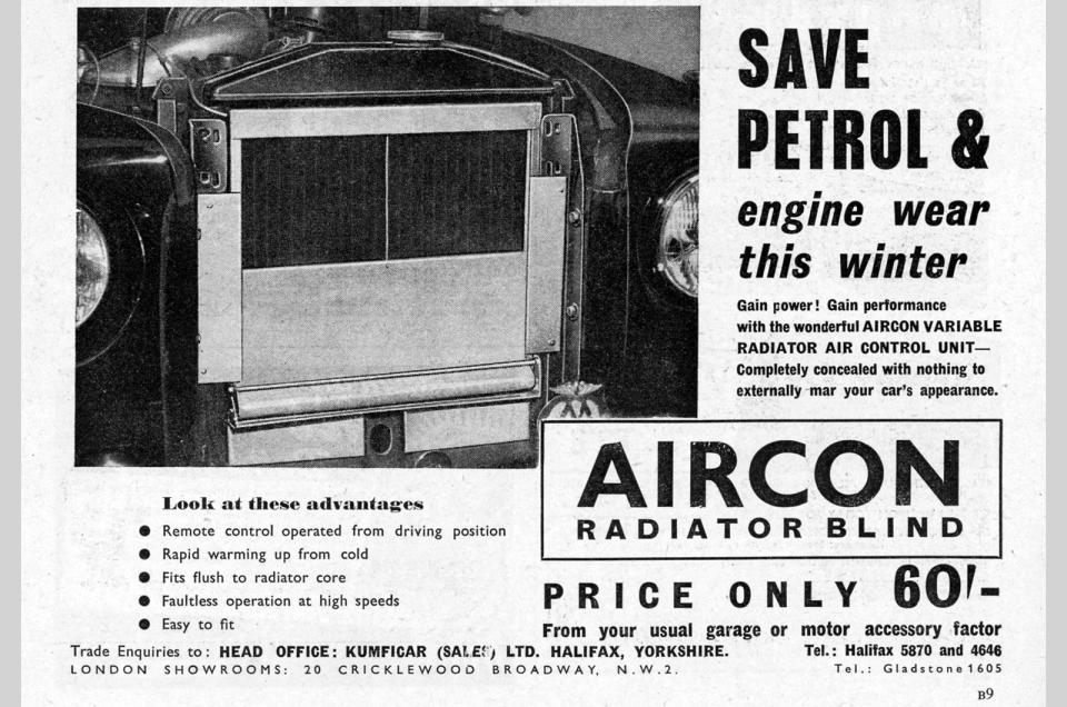 <p>In an age of climate control, heated seats and steering wheels plus electrified windscreens, the idea of fitting a radiator cover to speed up the rate at which your engine gets up to temperature must seem like madness. But it used to be a thing – and a common one at that.</p>