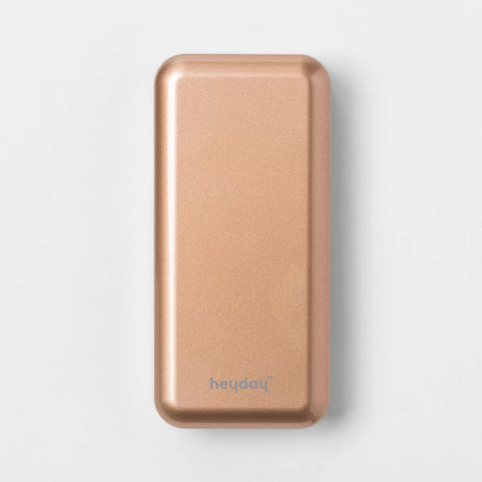 The power bank in gold metallic