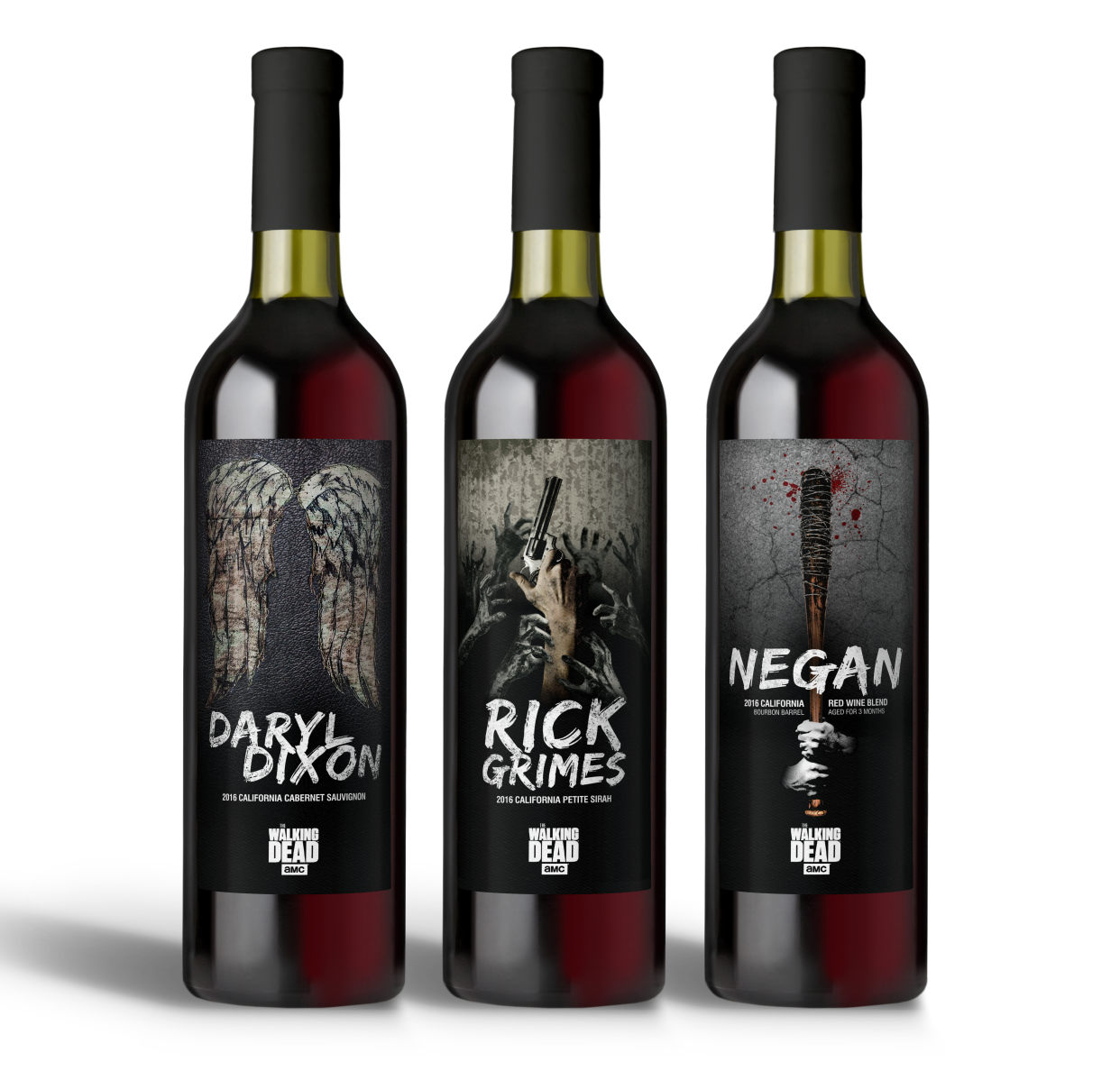 The trio of “Walking Dead” wines. (Photo: Lot 18)