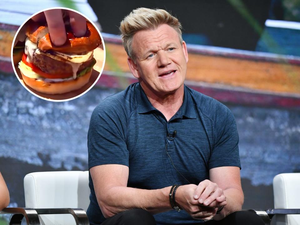 gordon ramsay and burger in circle