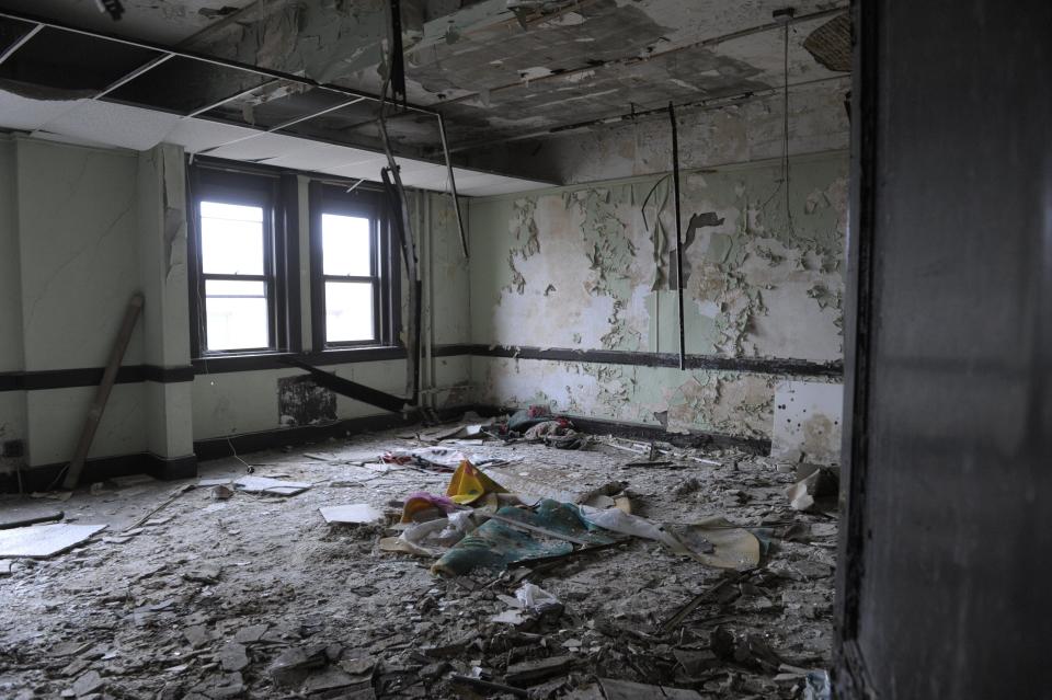 The interior of the former Fall River police station on Bedford Street is in severe disrepair in this 2011 file photo.