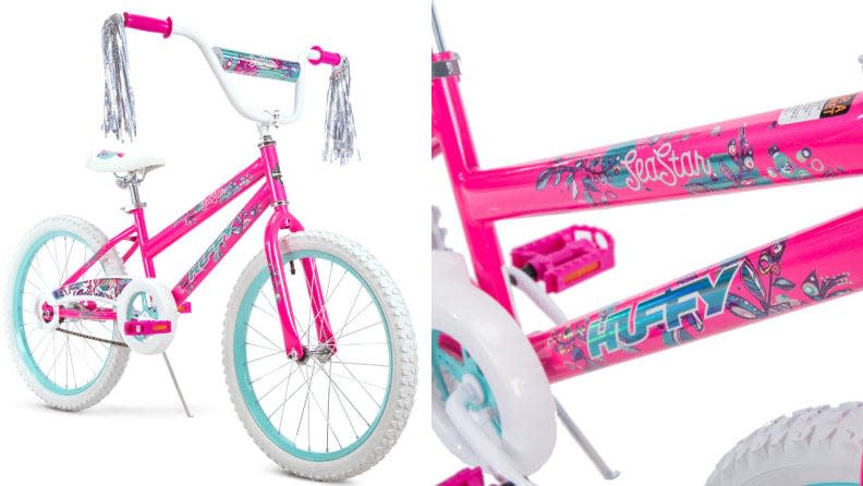 Young girls will love pedaling around on this sweet bike.