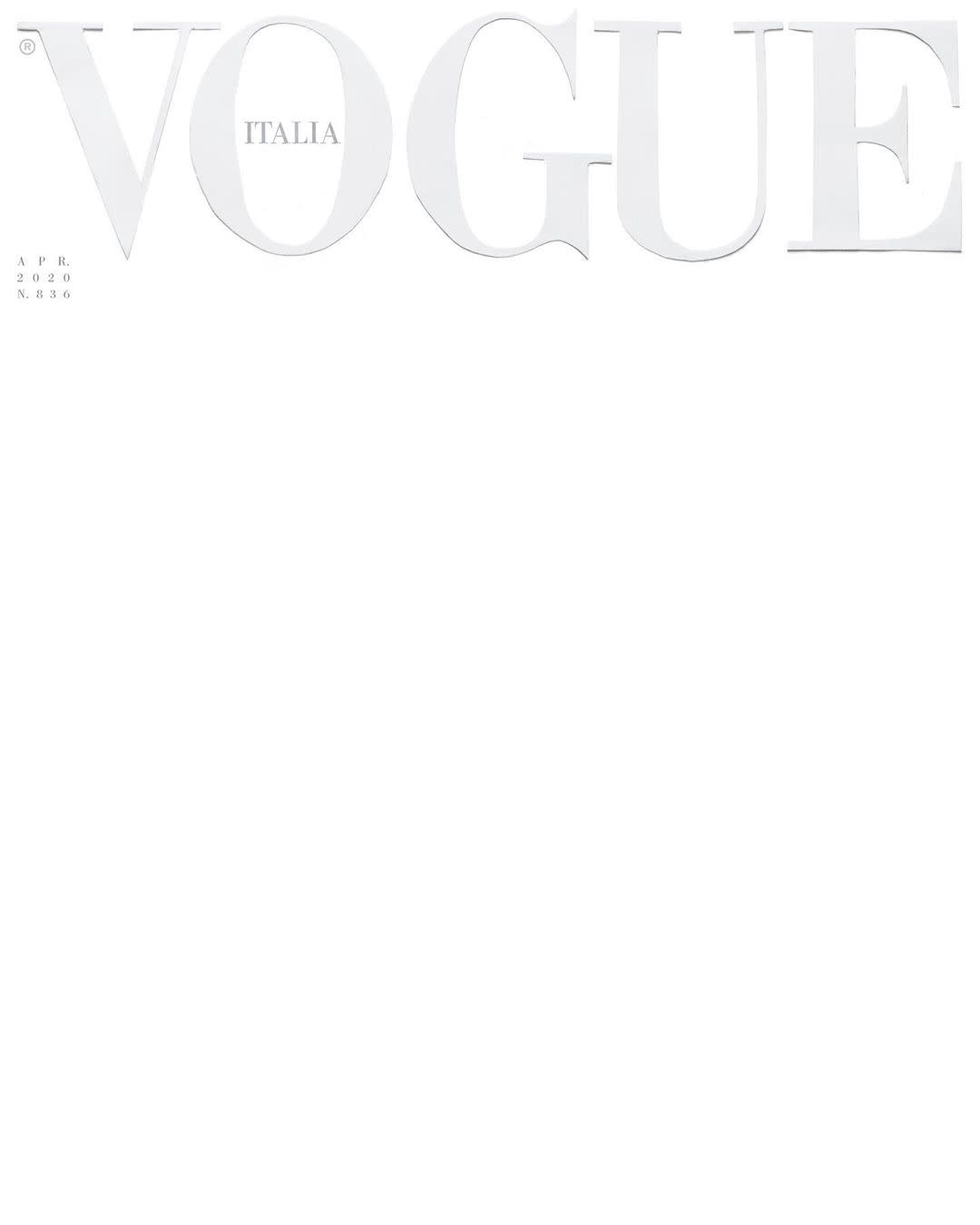 Portada de la revista Vogue Italia del mes de abril de 2020. / Foto: Instagram @vogueitalia