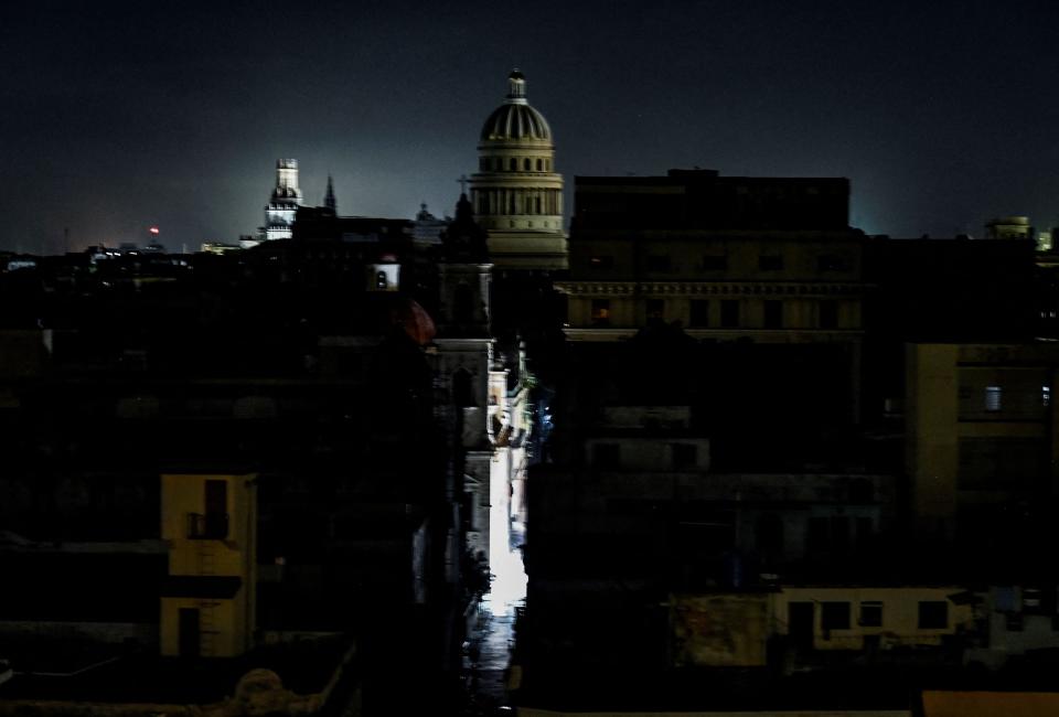 The El Capitolio Nacional building is seen during a blackout in Havana, on Tuesday, Sept. 27, 2022.