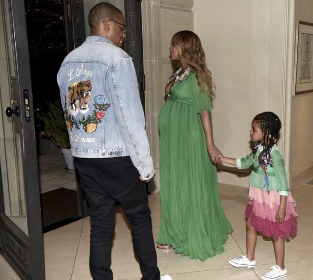 Beyoncé & Daughter Blue Ivy Twin in Matching Bejeweled Outfits
