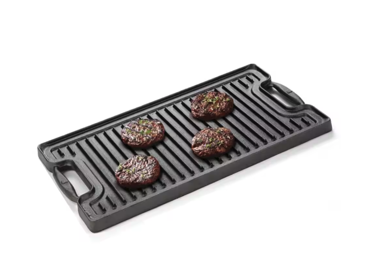 Lagostina Pre-Seasoned Cast Iron Reversible Grill. Image via Canadian Tire.