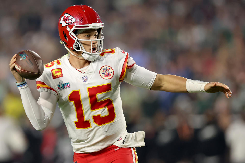 Patrick Mahomes threw three touchdowns in an MVP performance at Super Bowl LVII. (Photo by Christian Petersen/Getty Images)