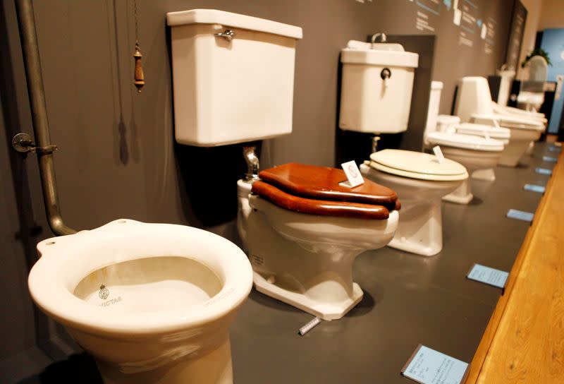 Toilets across the ages are put on display at the Toto Museum in Kitakyushu