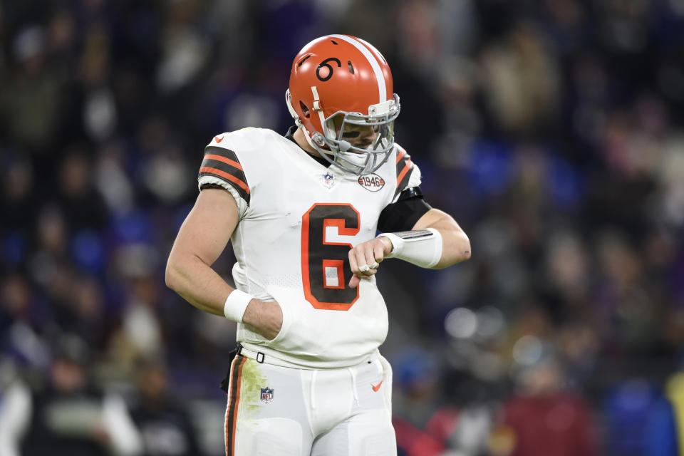 It's time for Baker Mayfield and the Browns do some reevaluating durinig their bye. (AP Photo/Gail Burton)