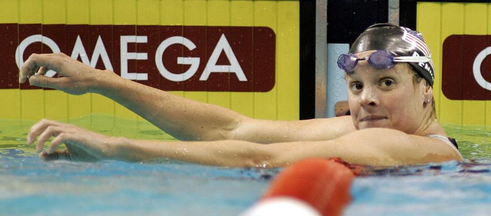 Hoosier native Lindsay Benko competing at Conseco Fieldhouse in 2004.