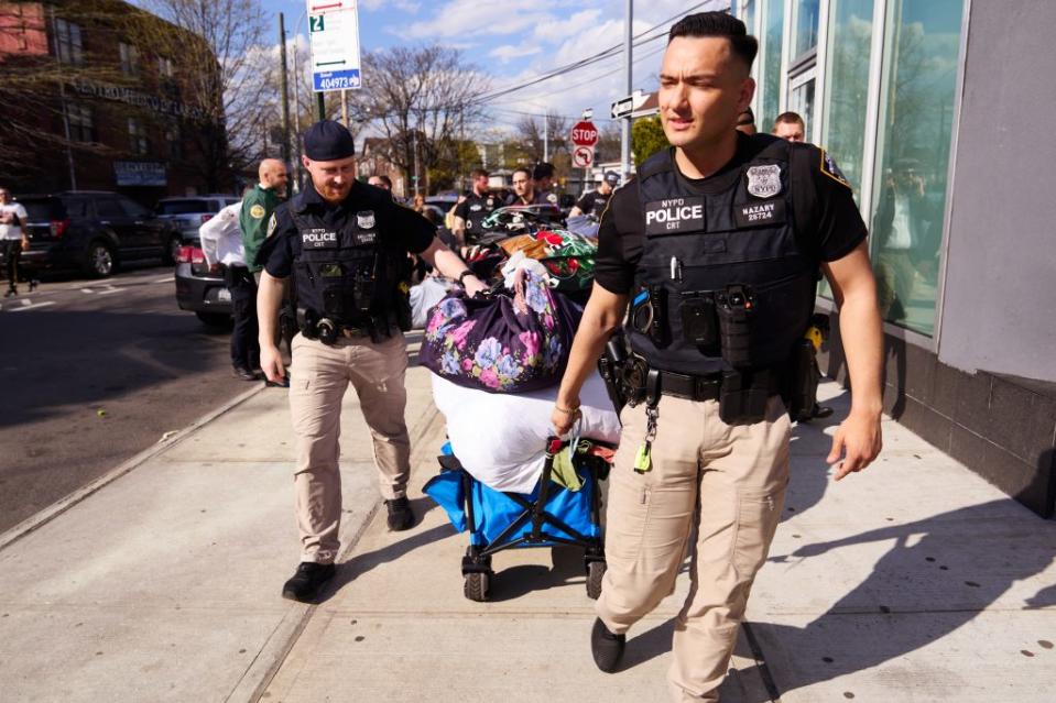 Mateo Hipolito Dominguez was thrown to the ground by an officer as cops confiscated his goods after an officer was heard accusing him of brandishing a box cutter. James Keivom