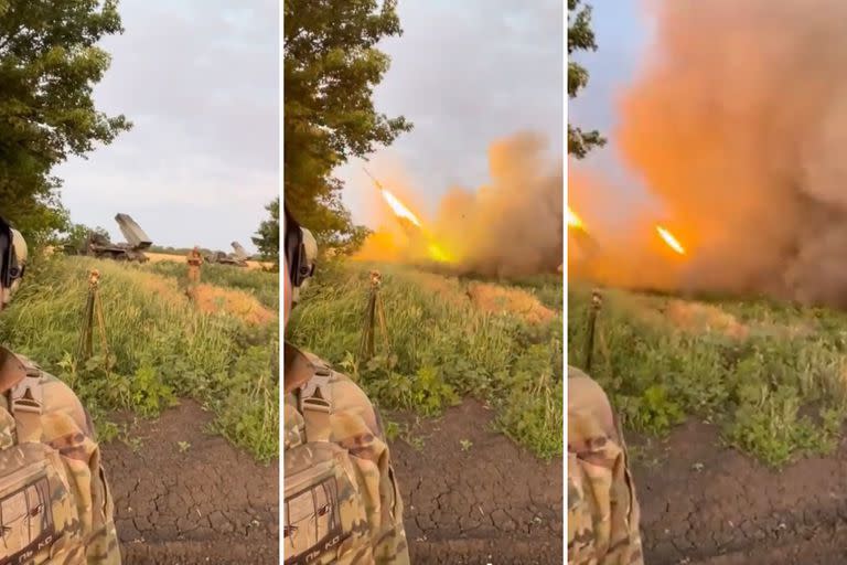 El momento en el que Ucrania comienza el lanzamiento de cohetes contra las fuerzas rusas