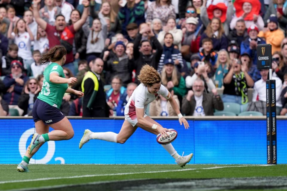 Ellie Kildunne scored a hat-trick as England beat Ireland in the Six Nations (PA Wire)