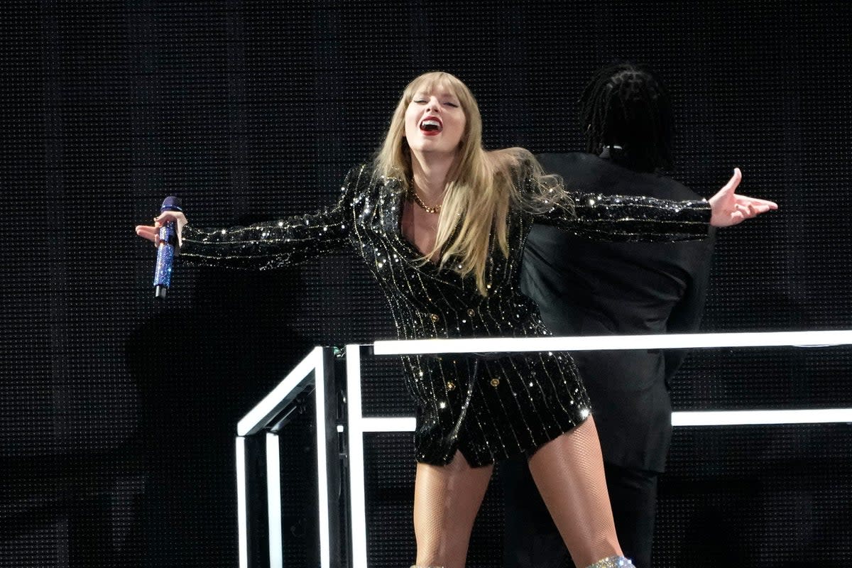 Taylor Swift kicked off the final of her historic sold-out run of shows at the SoFi Stadium in California (AP)
