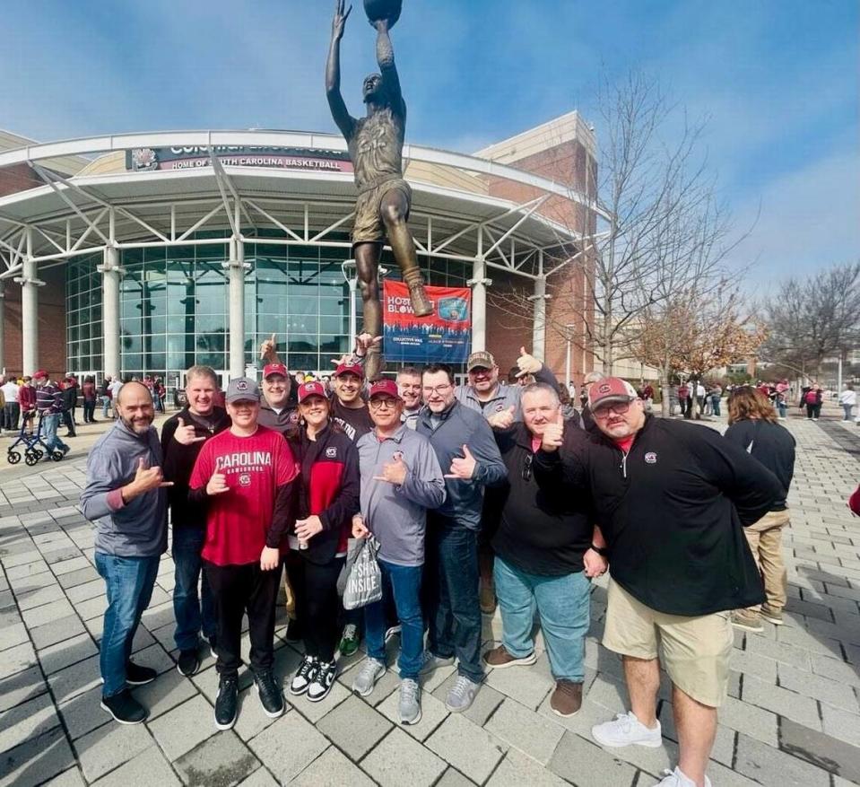 The Zoo Crew, on their annual trip, standing outside of Colonial Life Arena before Florida at South Carolina. Jeff Lobb