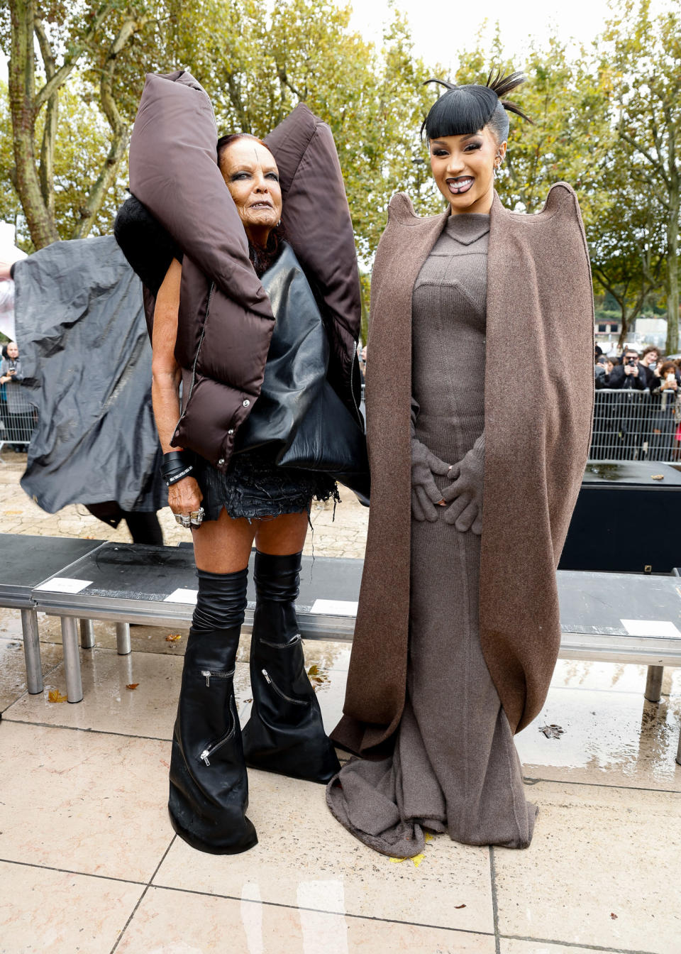 Michèle Lamy and Cardi B at the Rick Owens Spring 2025 ready-to-wear show