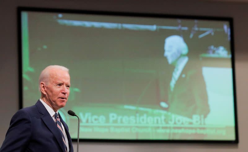 Democratic U.S. presidential candidate and former Vice President Joe Biden attends at New Hope Baptist Church in Jackson