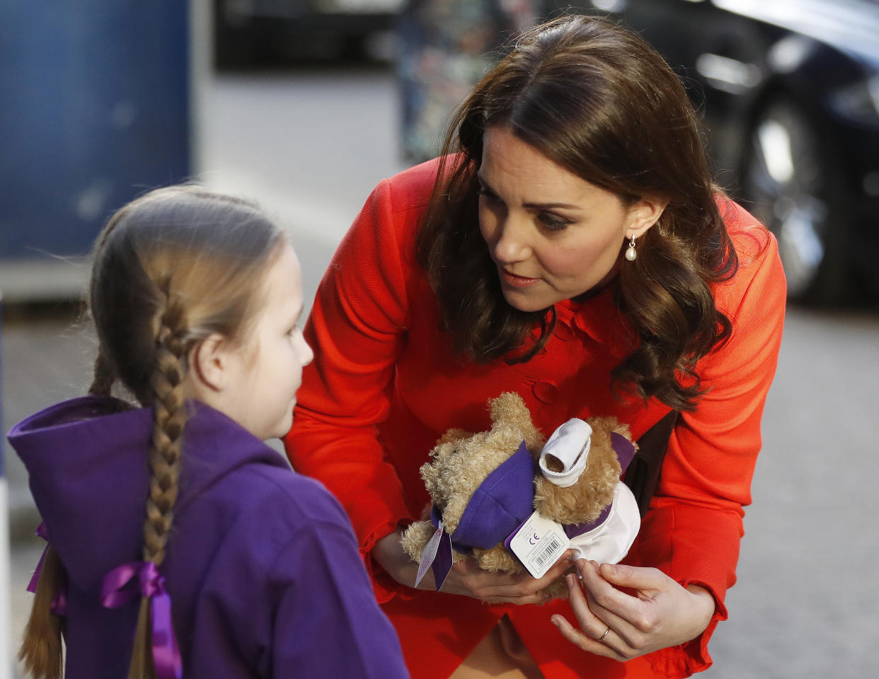 The Duchess of Cambridge wasn’t wearing her famous engagement ring at a royal appearance yesterday [Photo: Getty]